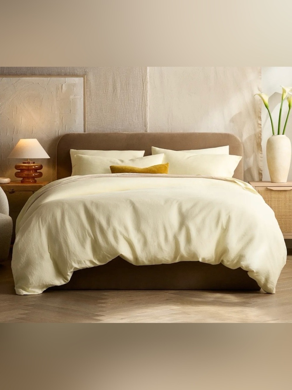 NWT Quince European Linen 3 Piece Duvet Cover Set, Full/Queen (Butter Yellow)